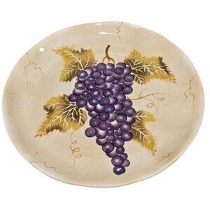 TableTops Unlimited Cabernet 11” Scalloped Hand Painted Dinner Plate Set of 2